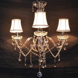 Moderno splendido lampadario a 3 luci con braccio in cristallo