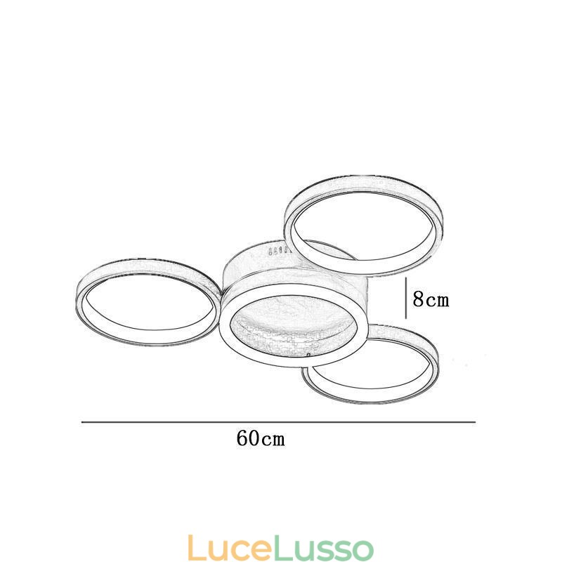Plafoniera a 4 anelli da soffitto