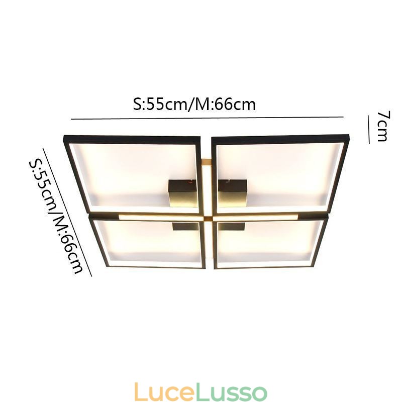Plafoniera quadrata a filo, luce decorativa in acrilico
