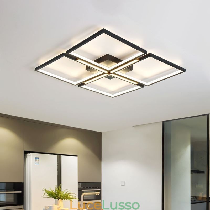 Plafoniera quadrata a filo, luce decorativa in acrilico