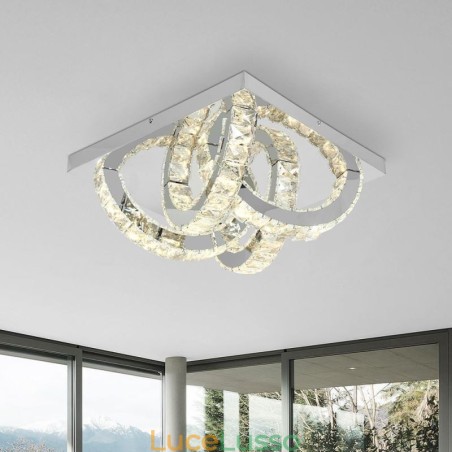 Lampada da soffitto in cristallo a filo semi-anello Lampada da soffitto in cristallo a filo semi-anello