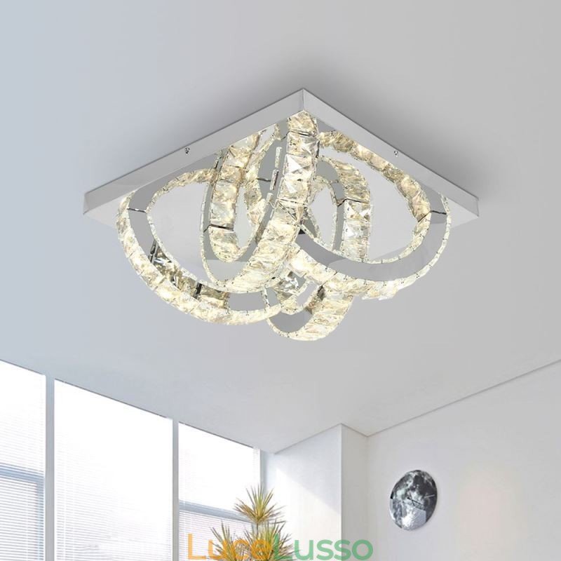 Lampada da soffitto in cristallo a filo semi-anello