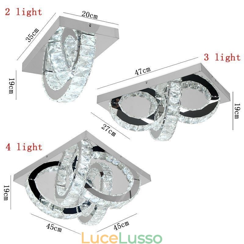 Lampada da soffitto in cristallo a filo semi-anello