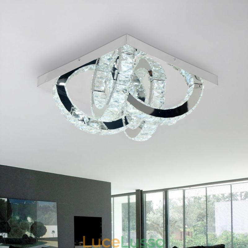 Lampada da soffitto in cristallo a filo semi-anello