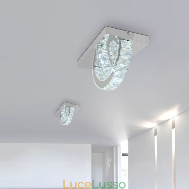 Lampada da soffitto in cristallo a filo semi-anello