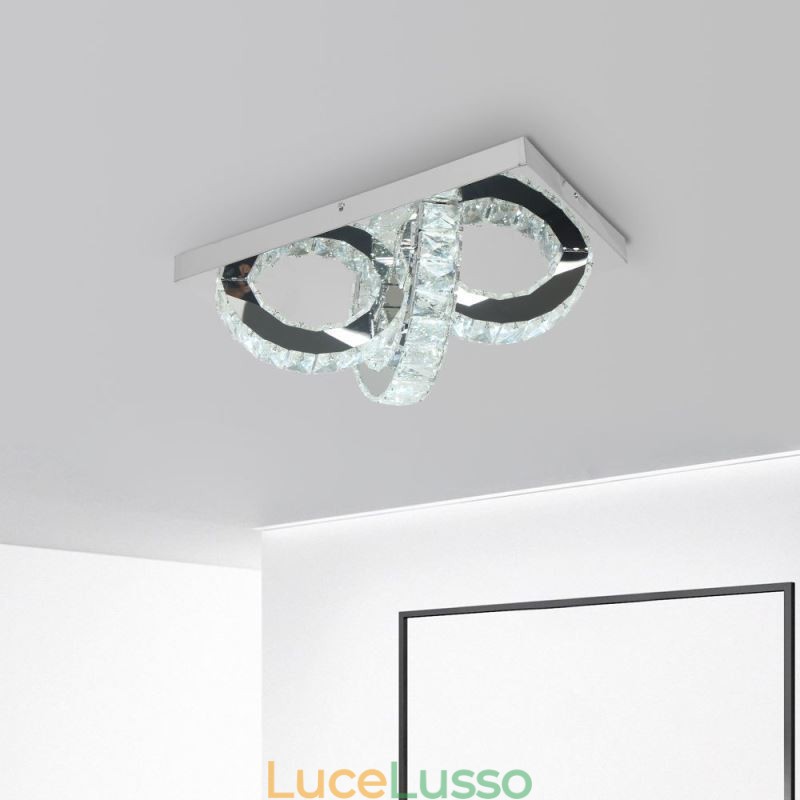 Lampada da soffitto in cristallo a filo semi-anello