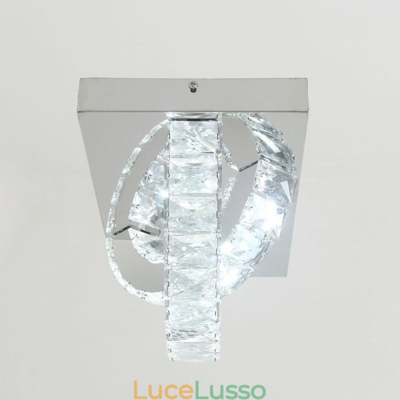 Lampada da soffitto in cristallo a filo semi-anello