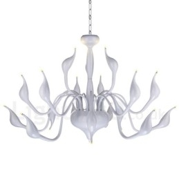 Lampadario a forma di cigno postmoderno in acciaio inox da 18 luci G4 finitura bianca