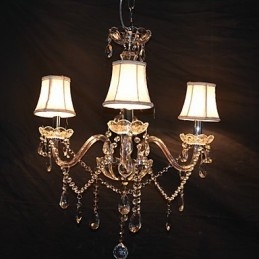 Moderno splendido lampadario a 3 luci con braccio in cristallo