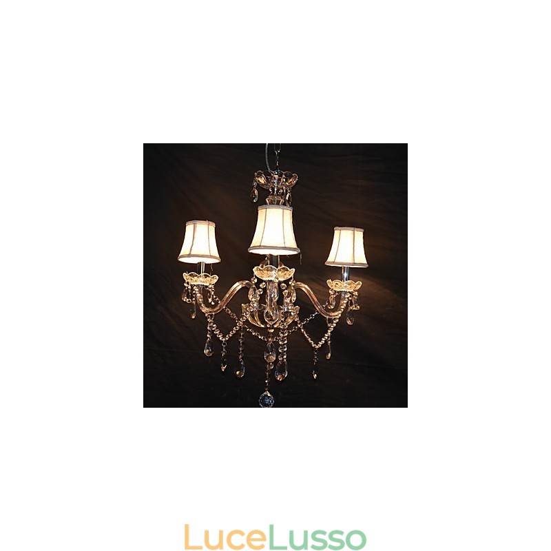 Moderno splendido lampadario a 3 luci con braccio in cristallo