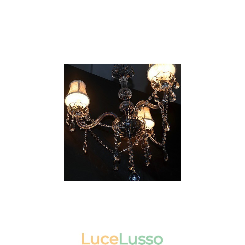 Moderno splendido lampadario a 3 luci con braccio in cristallo
