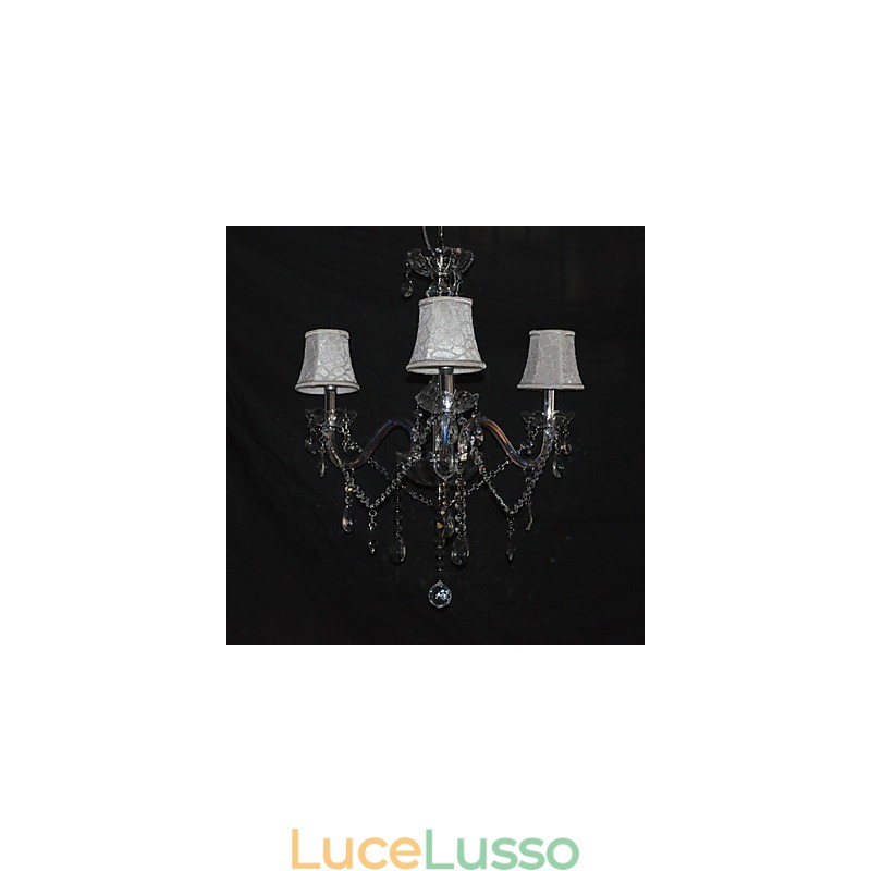 Moderno splendido lampadario a 3 luci con braccio in cristallo