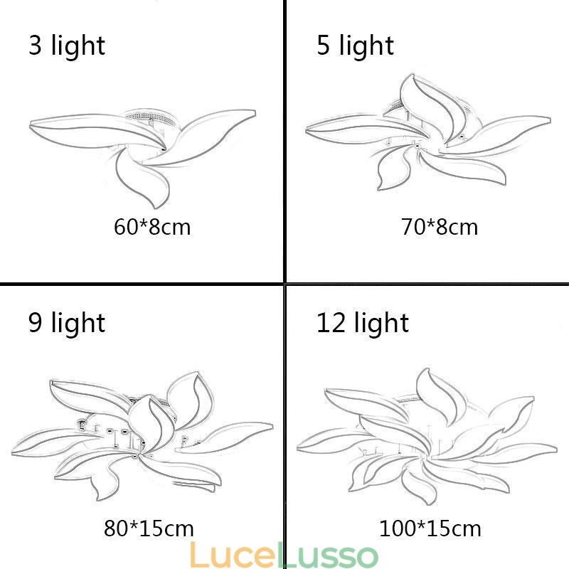 Lampada da soffitto a filo con petalo in acrilico