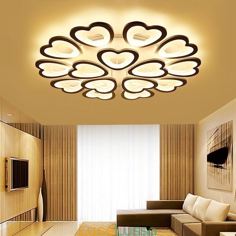 Lampada da soffitto a forma di petalo a forma di cuore, montaggio a filo