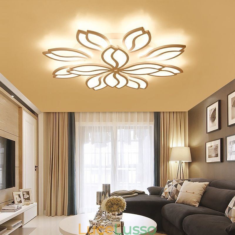 Lampada da soffitto a filo con fiore in acrilico