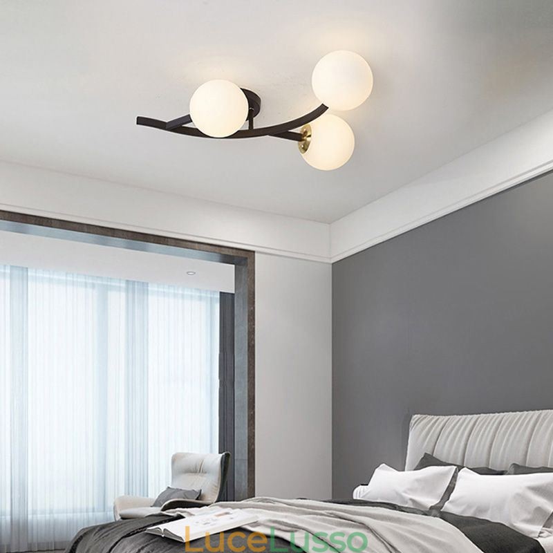 Lampada da soffitto moderna e minimalista a globo in vetro con montaggio a filo