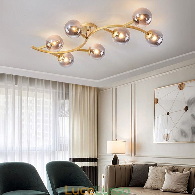 Lampada da soffitto moderna e minimalista a globo in vetro con montaggio a filo