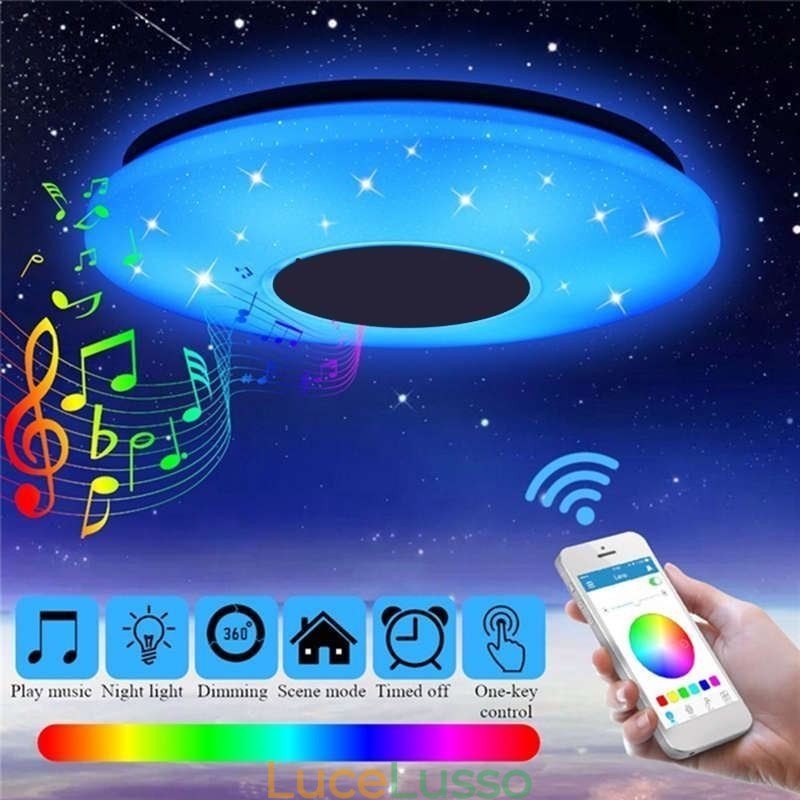 Lampada da soffitto colorata a filo con funzione di temporizzazione dell'altoparlante musicale Bluetooth
