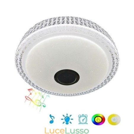 Lampada da soffitto decorativa con telecomando APP, altoparlante musicale Bluetooth, montaggio a filo Lampada da soffitto decorativa con telecomando APP, altoparlante musicale Bluetooth, montaggio a filo