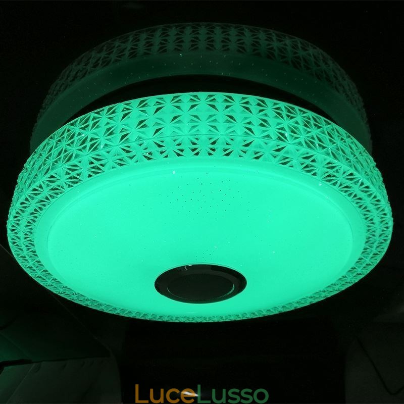 Lampada da soffitto decorativa con telecomando APP, altoparlante musicale Bluetooth, montaggio a filo