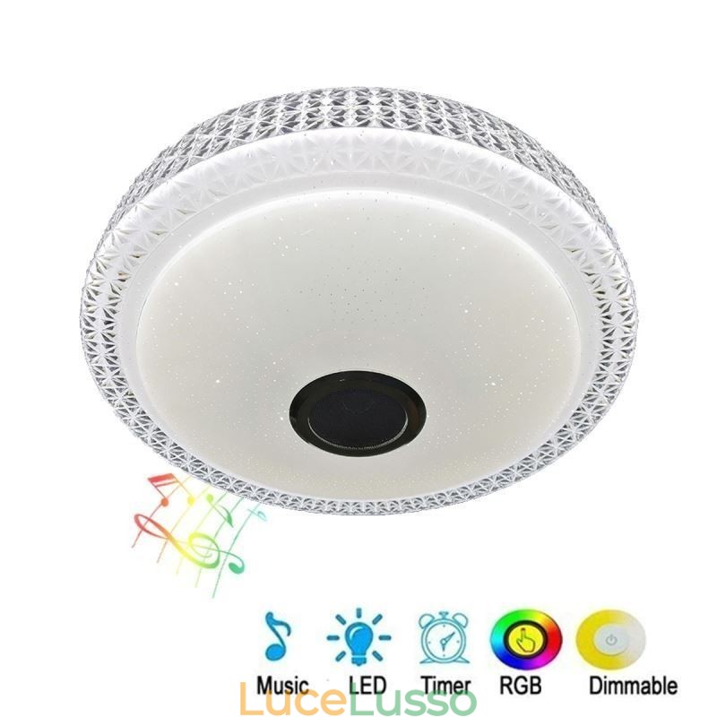 Lampada da soffitto decorativa con telecomando APP, altoparlante musicale Bluetooth, montaggio a filo