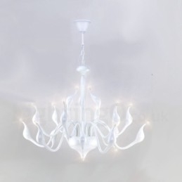 Lampadario a forma di cigno postmoderno in acciaio inox da 18 luci G4 finitura bianca
