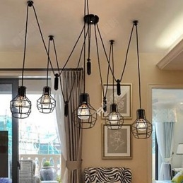 Sala da pranzo Seduta Lampadario Lampade e lanterne americane in stile country Sollevamento Piccole gabbie Droplight