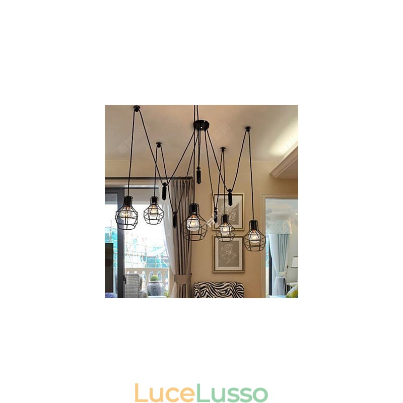 Sala da pranzo Seduta Lampadario Lampade e lanterne americane in stile country Sollevamento Piccole gabbie Droplight