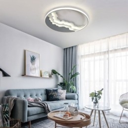 Plafoniera in acrilico a forma di onda unica e rotonda da montare a filo