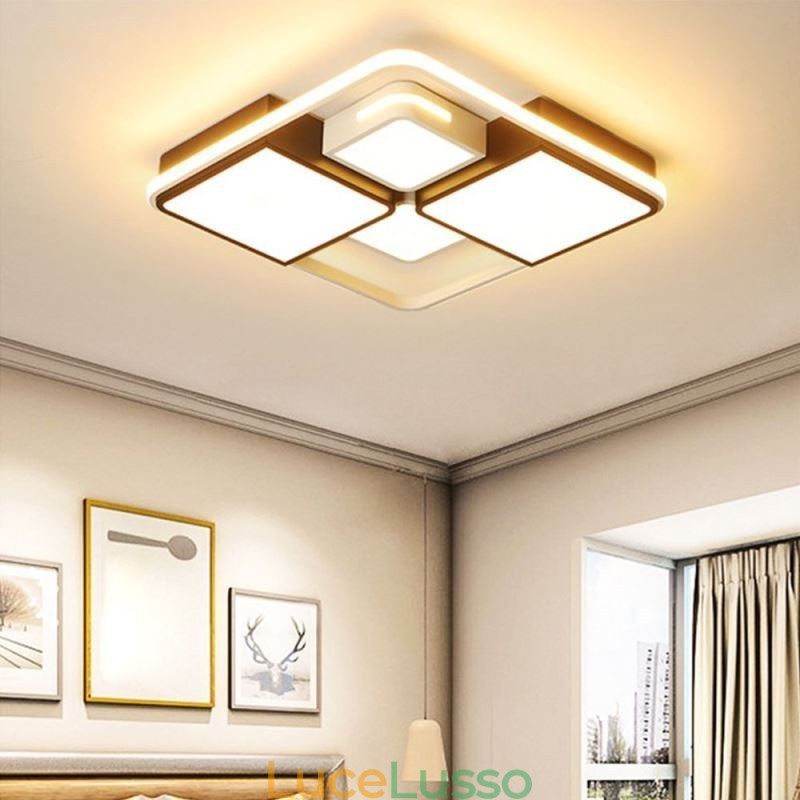 Lampada da soffitto moderna a filo in acrilico quadrato bianco e nero