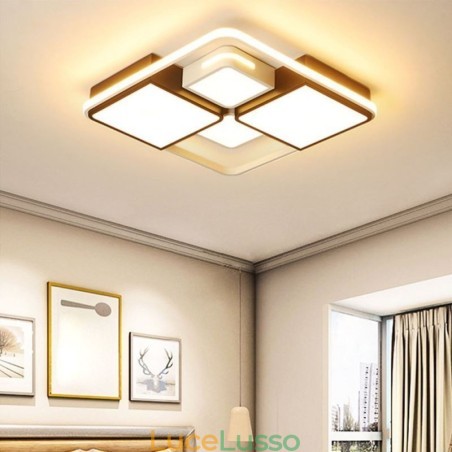 Lampada da soffitto moderna a filo in acrilico quadrato bianco e nero Lampada da soffitto moderna a filo in acrilico quadrato bianco e nero