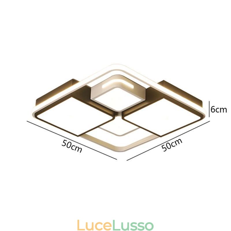 Lampada da soffitto moderna a filo in acrilico quadrato bianco e nero