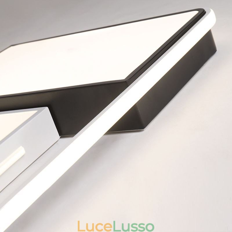 Lampada da soffitto moderna a filo in acrilico quadrato bianco e nero