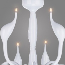 Lampadario a forma di cigno postmoderno in acciaio inox da 18 luci G4 finitura bianca