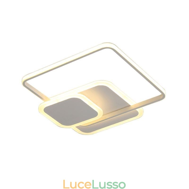 Plafoniera decorativa da soffitto con montaggio a filo, con cornici quadrate
