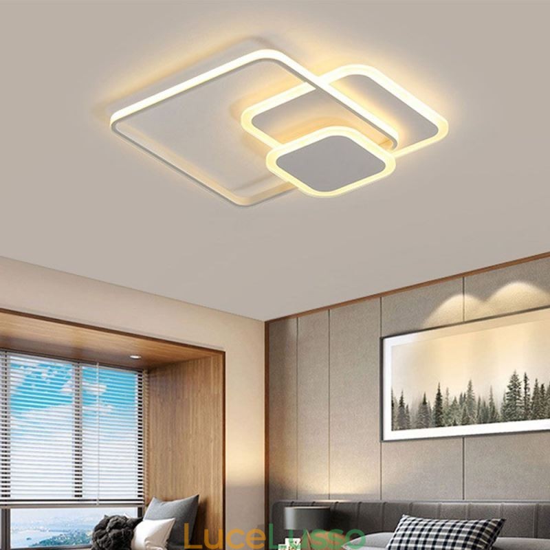 Plafoniera decorativa da soffitto con montaggio a filo, con cornici quadrate