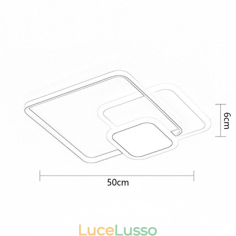 Plafoniera decorativa da soffitto con montaggio a filo, con cornici quadrate
