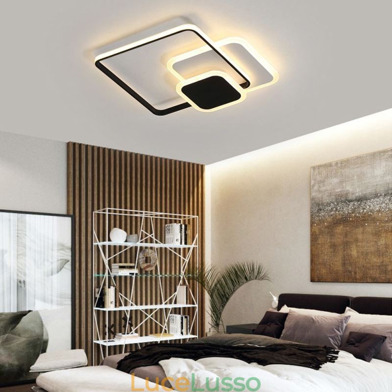 Plafoniera decorativa da soffitto con montaggio a filo, con cornici quadrate