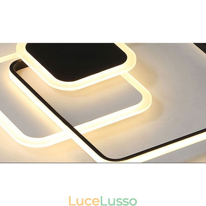 Plafoniera decorativa da soffitto con montaggio a filo, con cornici quadrate
