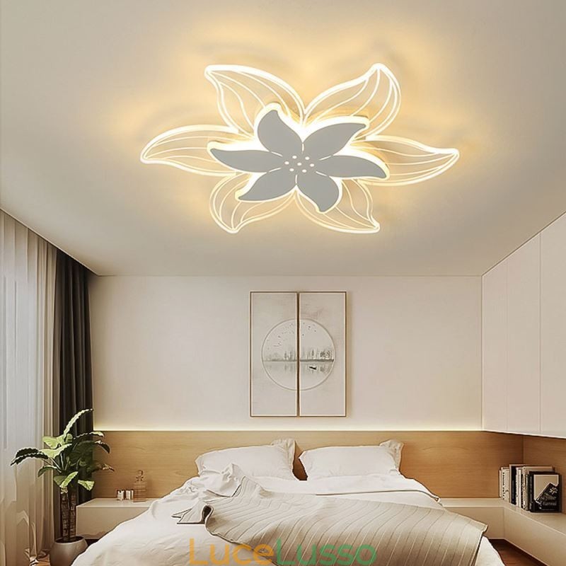 Elegante lampada da soffitto a filo con fiore, illuminazione decorativa unica
