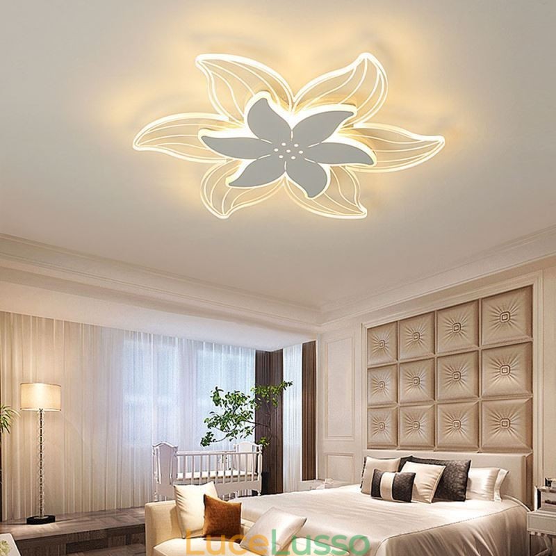 Elegante lampada da soffitto a filo con fiore, illuminazione decorativa unica