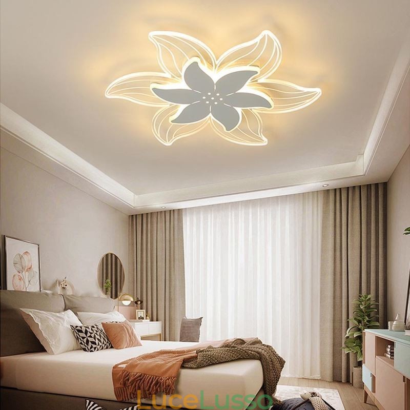 Elegante lampada da soffitto a filo con fiore, illuminazione decorativa unica