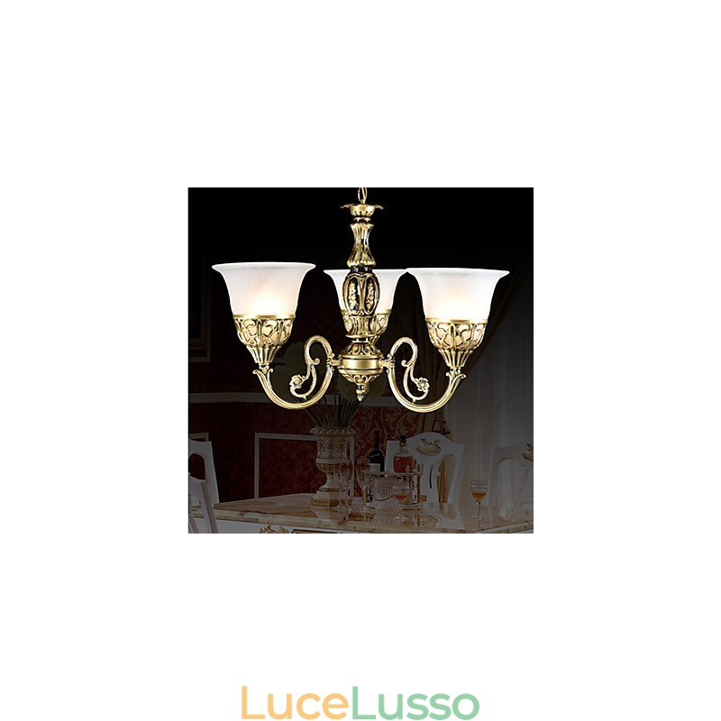 Lampadario tradizionale classico in metallo bronzo