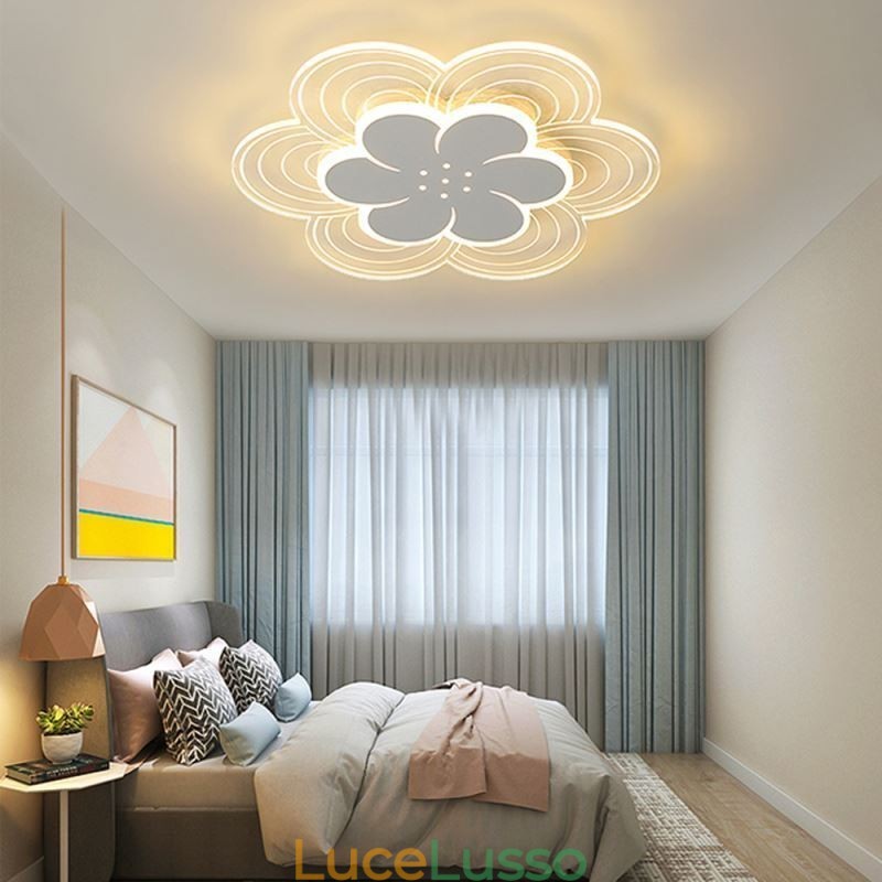 Splendida lampada da soffitto a petalo con montaggio a filo, luce acrilica minimalista