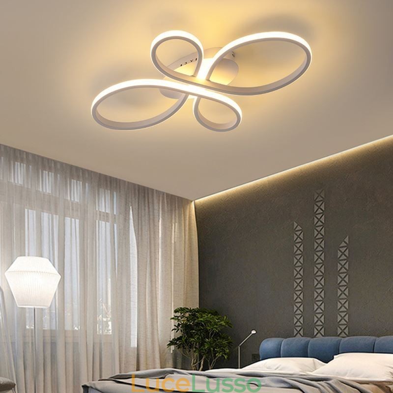 Moderna plafoniera a filo con design floreale, illuminazione decorativa
