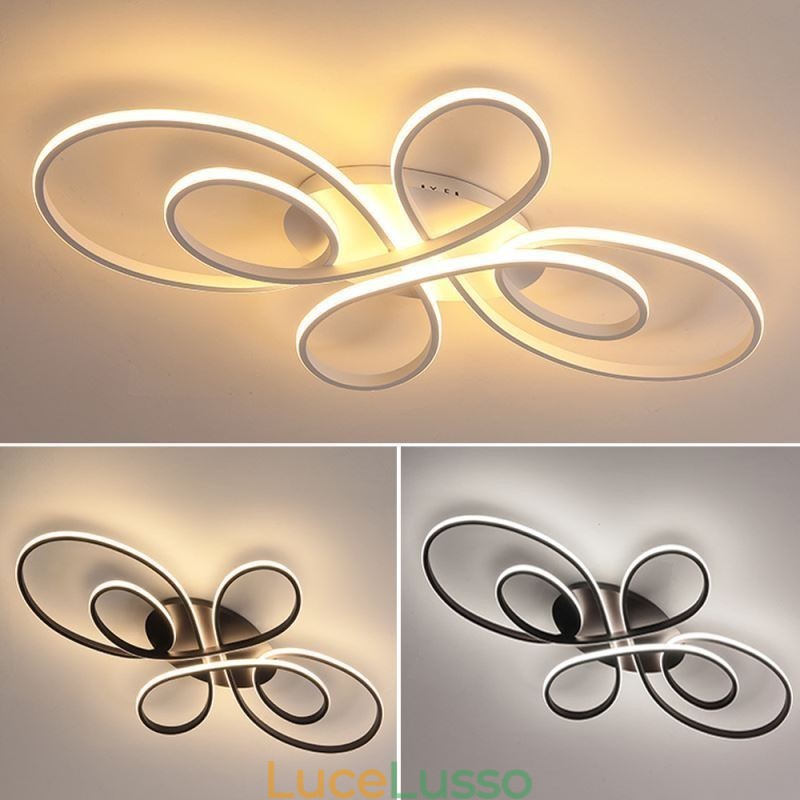 Moderna plafoniera a filo con design floreale, illuminazione decorativa