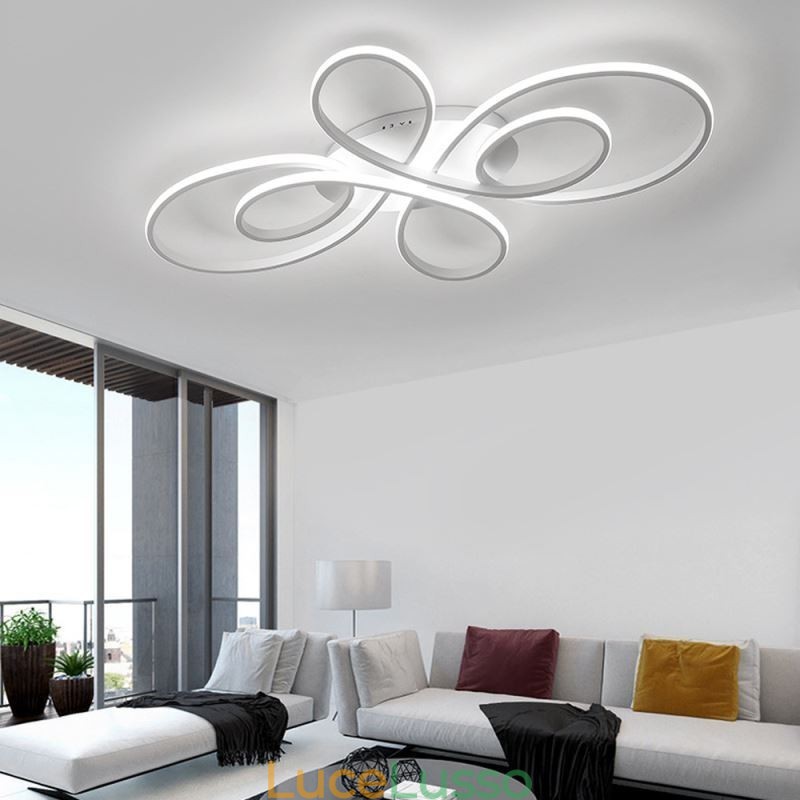 Moderna plafoniera a filo con design floreale, illuminazione decorativa