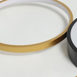 Lampada da soffitto a 4 anelli con paralume nero e oro unico