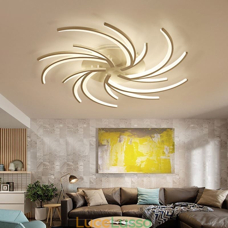 Moderna lampada da soffitto a filo con mulino a vento, illuminazione decorativa irregolare