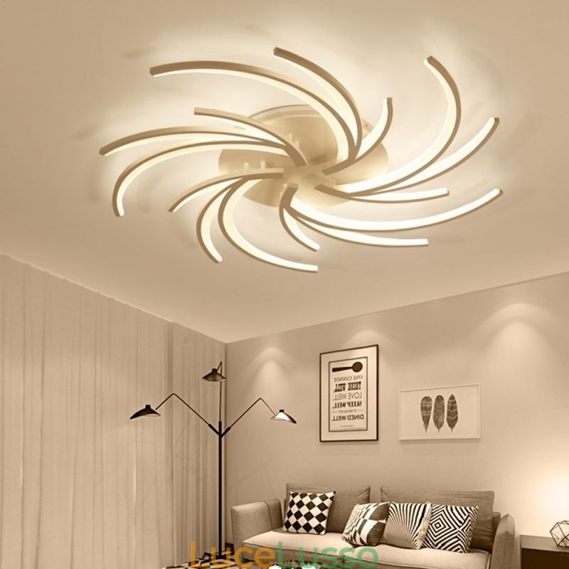 Moderna lampada da soffitto a filo con mulino a vento, illuminazione decorativa irregolare